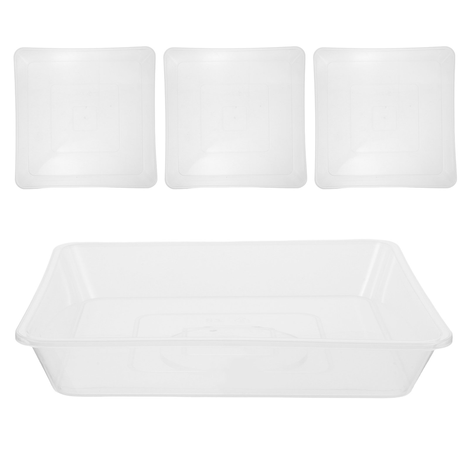 4Pcs Transparent Square Plant  - Drip Tray Saucer recension och pris