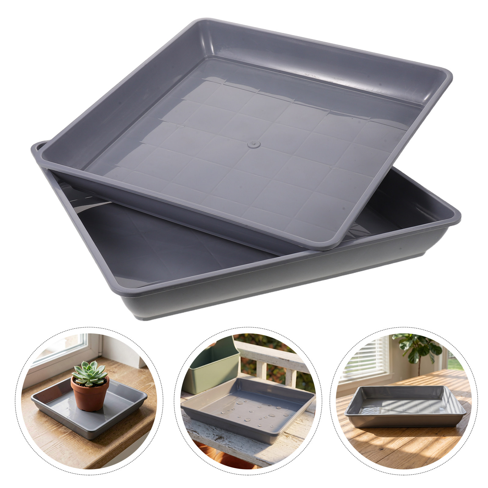 2Pcs Square Plastic Plant Pot  - Drip Tray Saucer recension och pris